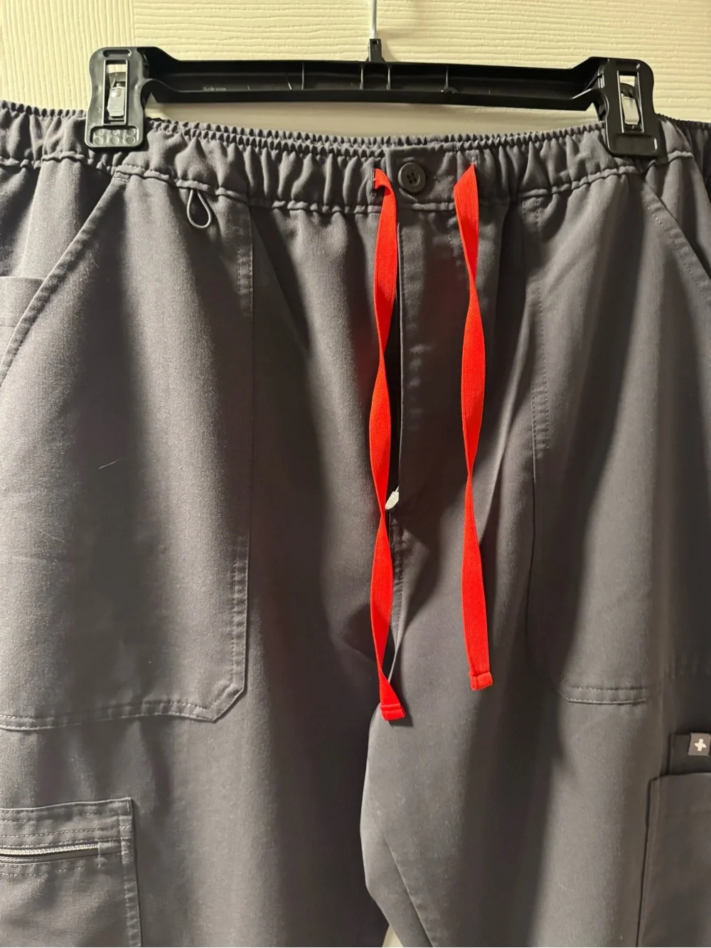 Figs Men's Charcoal Jogger Pants with Red Drawstring